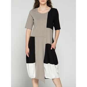 Luukaa Women's Block Midi Cotton Dress Size 8 NWT